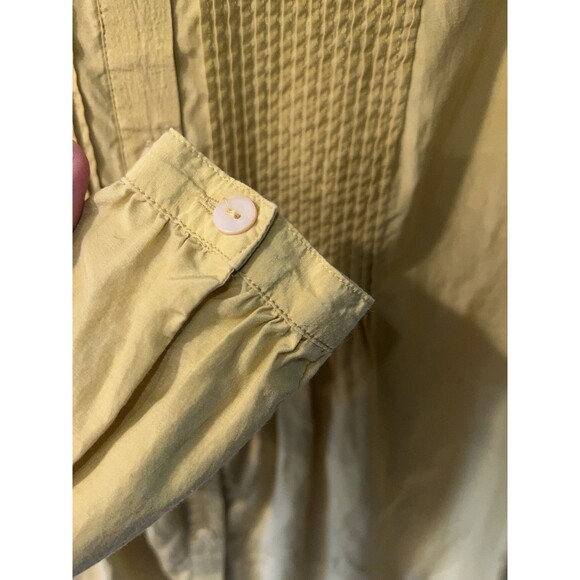 Territory Ahead tunic top Womens Petite S Chartreuse Silk Blend Pin Tuck Pleated - Picture 4 of 8